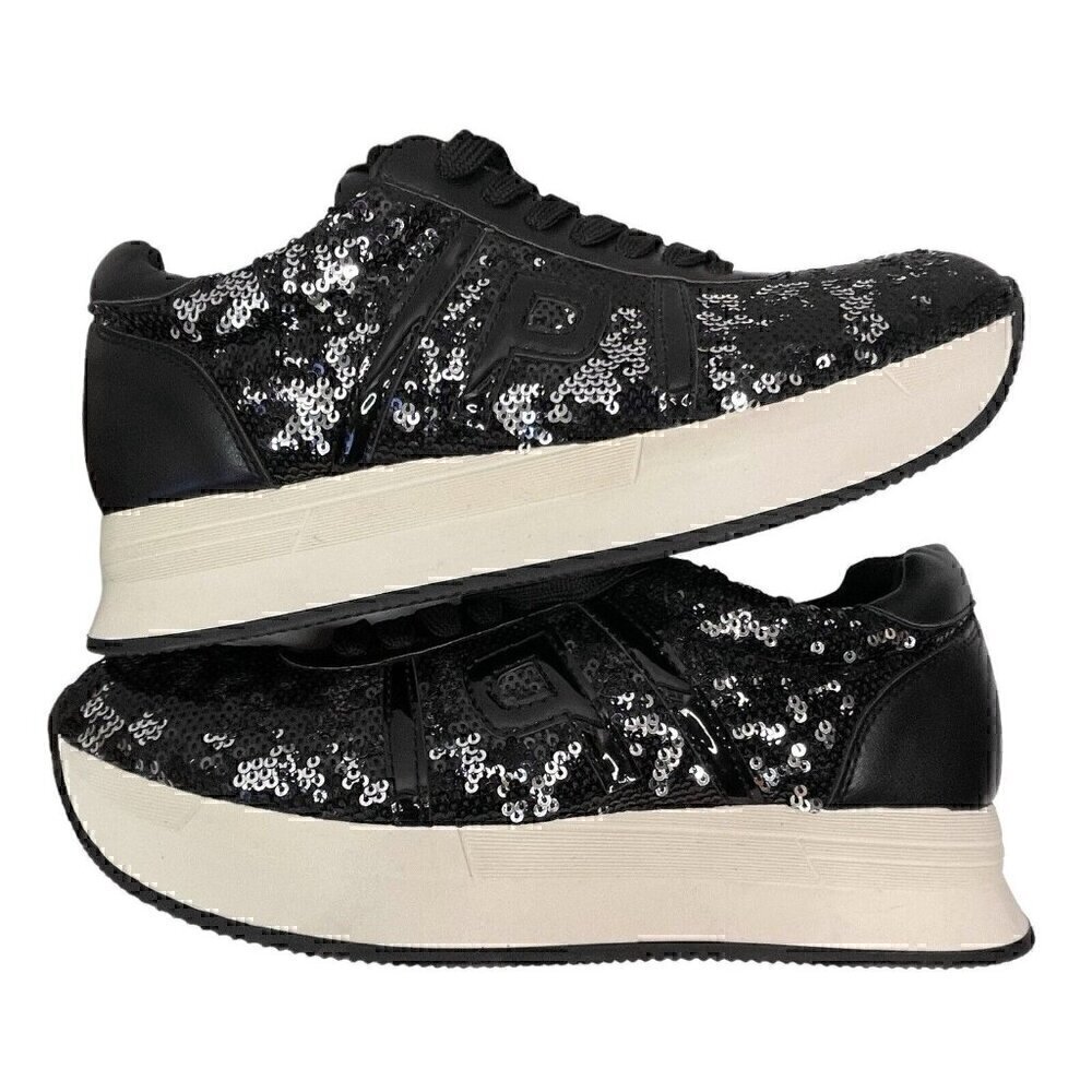 Sequins Sparkly Black & White Fashion Sneakers Primadonna Women’s 7.5 Leather - Picture 8 of 14
